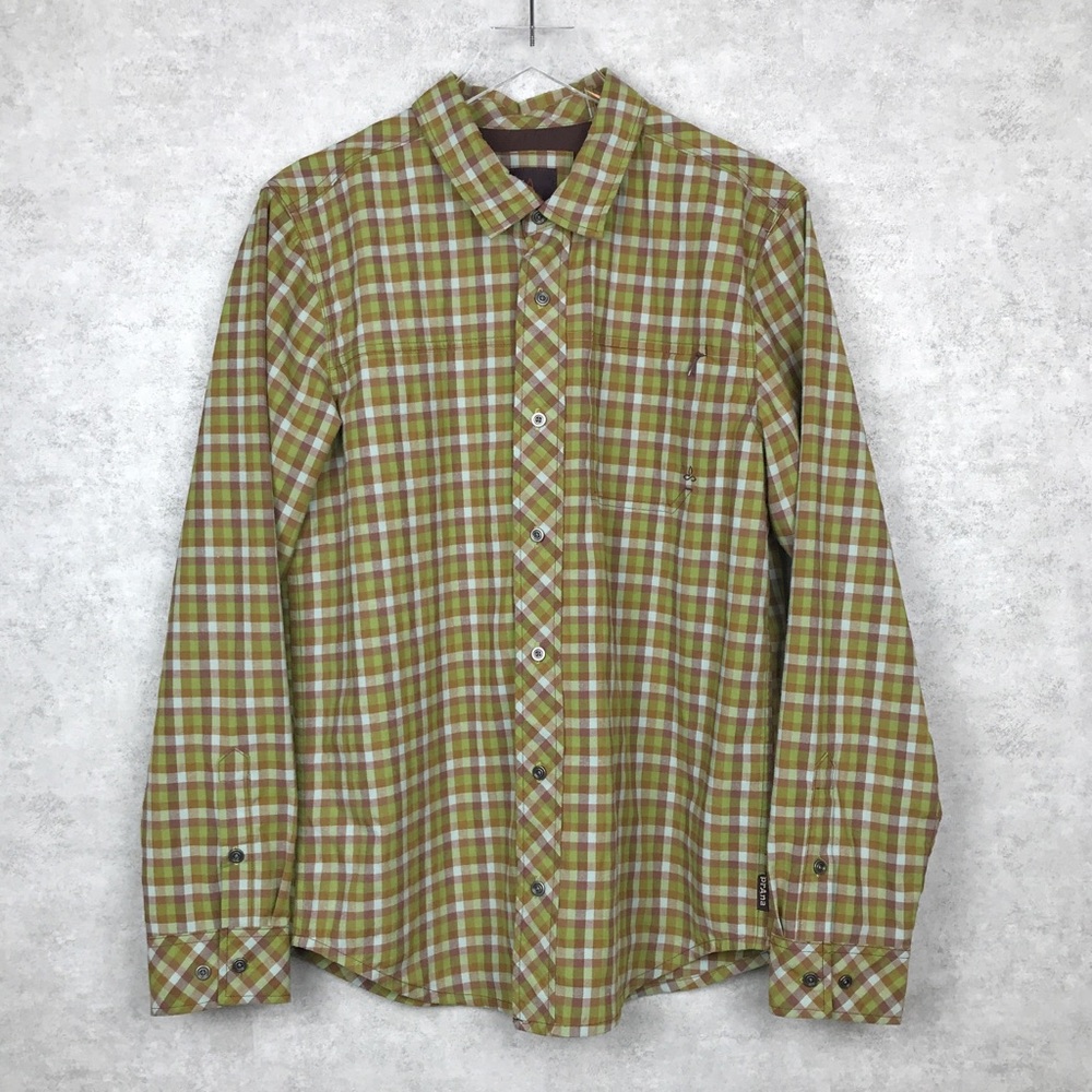 PrAna Men's Gingham Long Sleeve Button Down Shirt